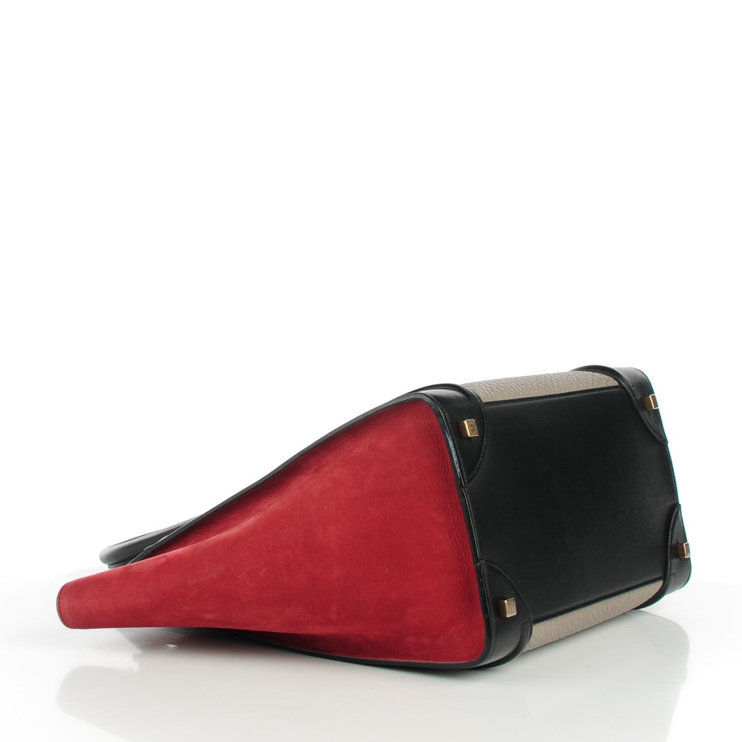 Celine Bullhide Calfskin Suede Mini Tri-Color Luggage Dark Ruby 4 of 7