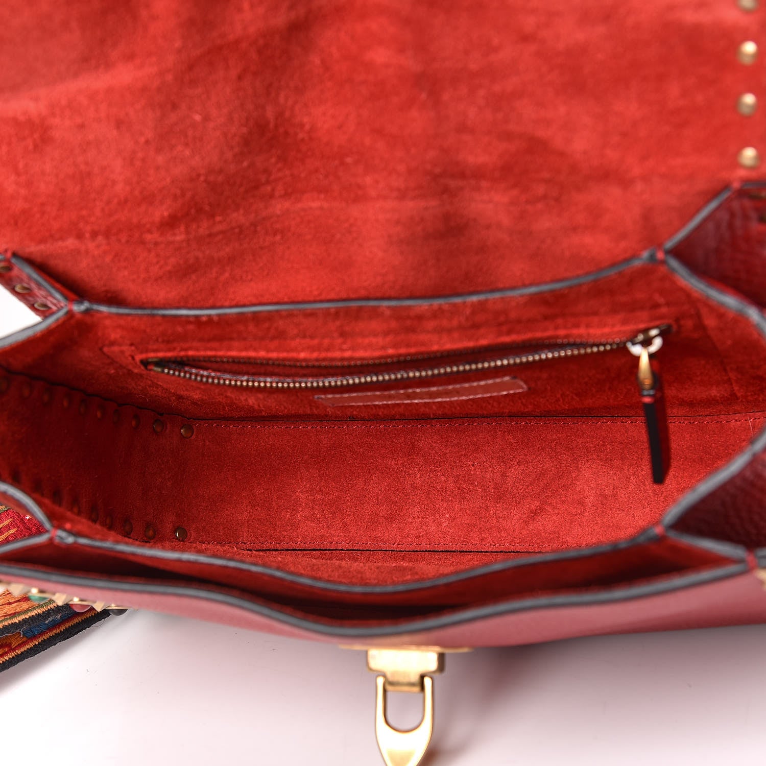 Valentino Garavani Calfskin Enchanted Wonderland Medium Guitar Strap Rockstud Rolling Flap Saddle Bag Rosso Valentino 7 of 12