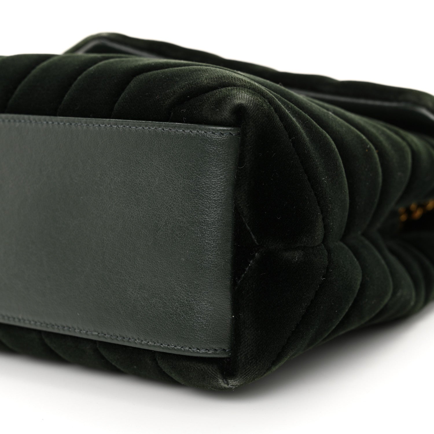 Saint Laurent Velvet Y Quilted Monogram Small Loulou Chain Satchel Dark Green 10 of 11