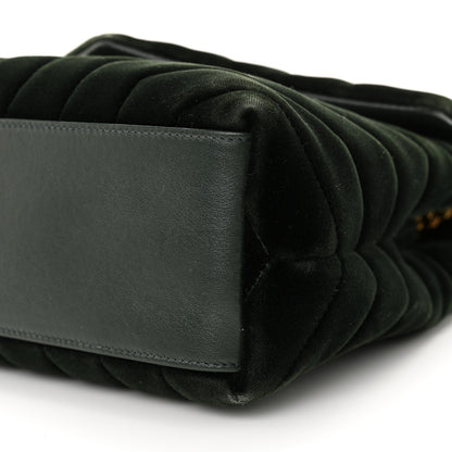 Saint Laurent Velvet Y Quilted Monogram Small Loulou Chain Satchel Dark Green 10 of 11