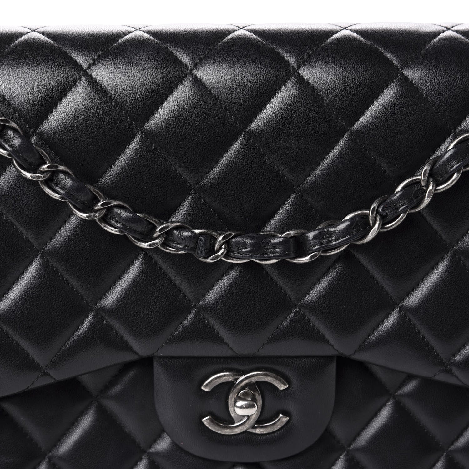 Chanel Lambskin Quilted Jumbo Double Flap Black 11 of 12