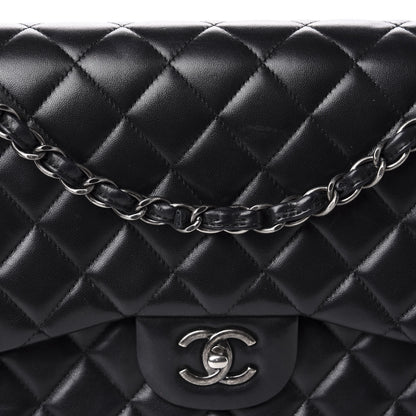 Chanel Lambskin Quilted Jumbo Double Flap Black 11 of 12
