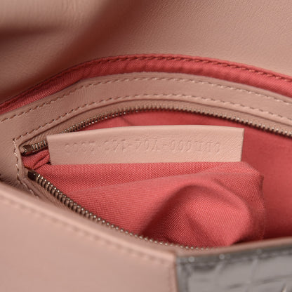 Fendi Calfskin Fox Mink Fur Monster Crocodile Embossed Baguette Rosa Plaster Multicolor 7 of 11