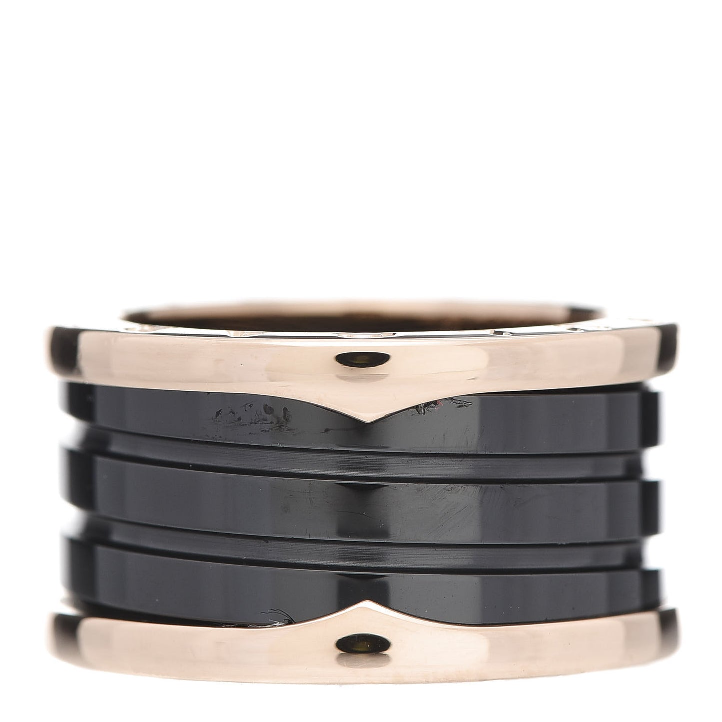 18K Rose Gold Black Ceramic B.Zero1 Four-Band Ring 55 7.25