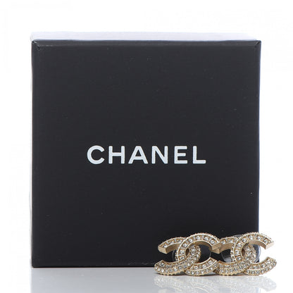 Chanel Crystal Timeless CC Earrings Light Gold 5 of 5