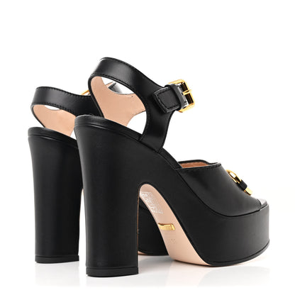 Gucci Nappa Charlotte Horsebit 40/135mm Platform Sandals 35 Black 5 of 14