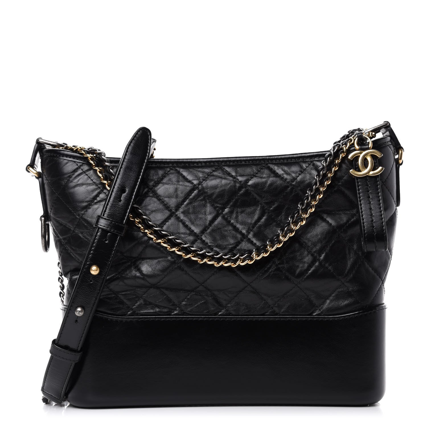 Chanel Aged Calfskin Quilted Medium Gabrielle Hobo Black 1 of 11