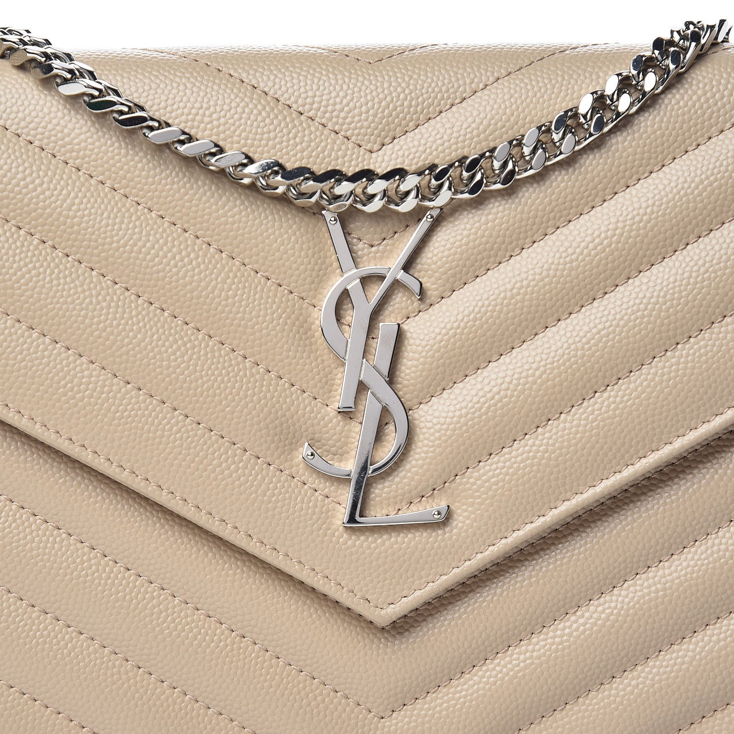 Grain De Poudre Matelasse Chevron Monogram Chain Wallet Nude Powder