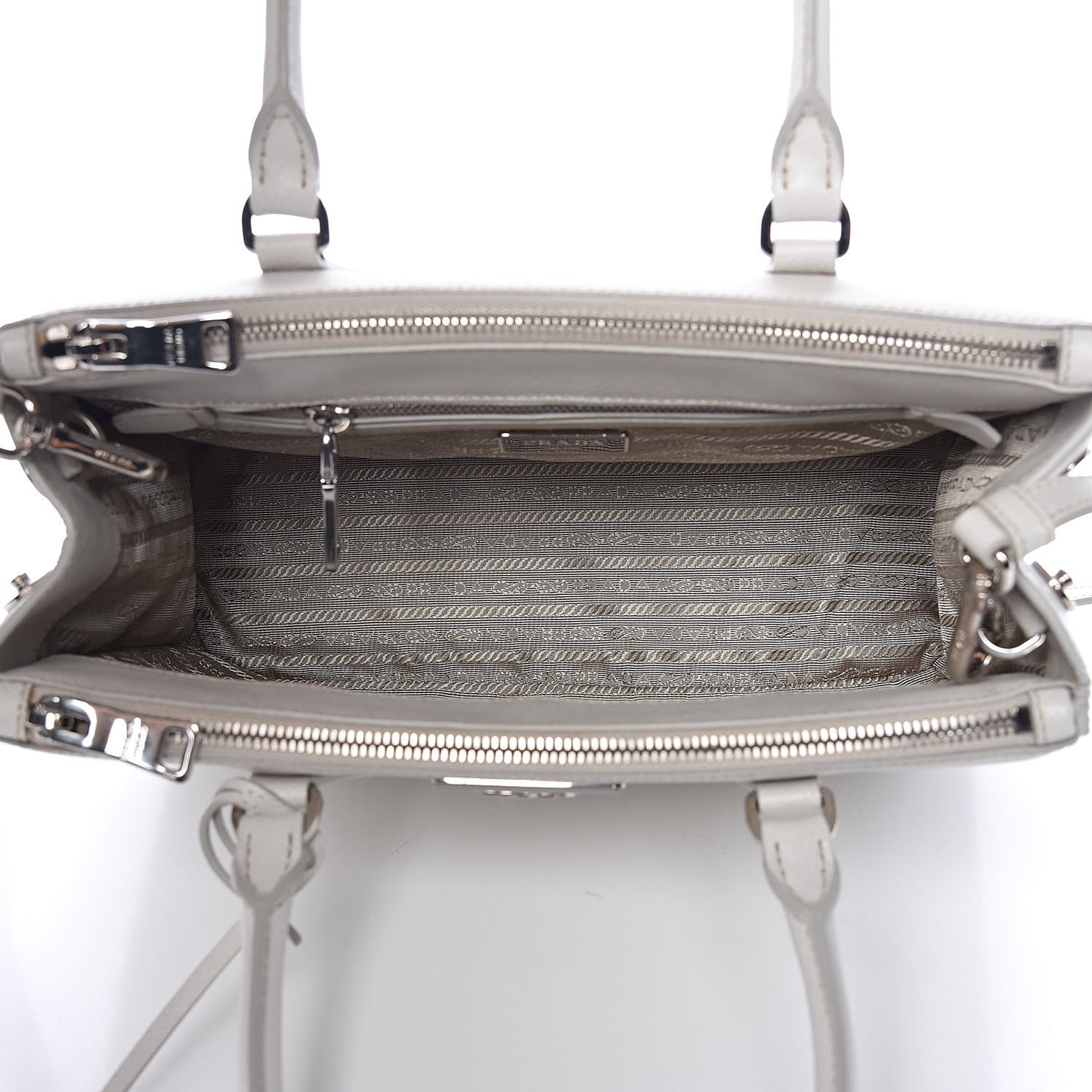 Saffiano Lux Small Double Zip Tote Talco