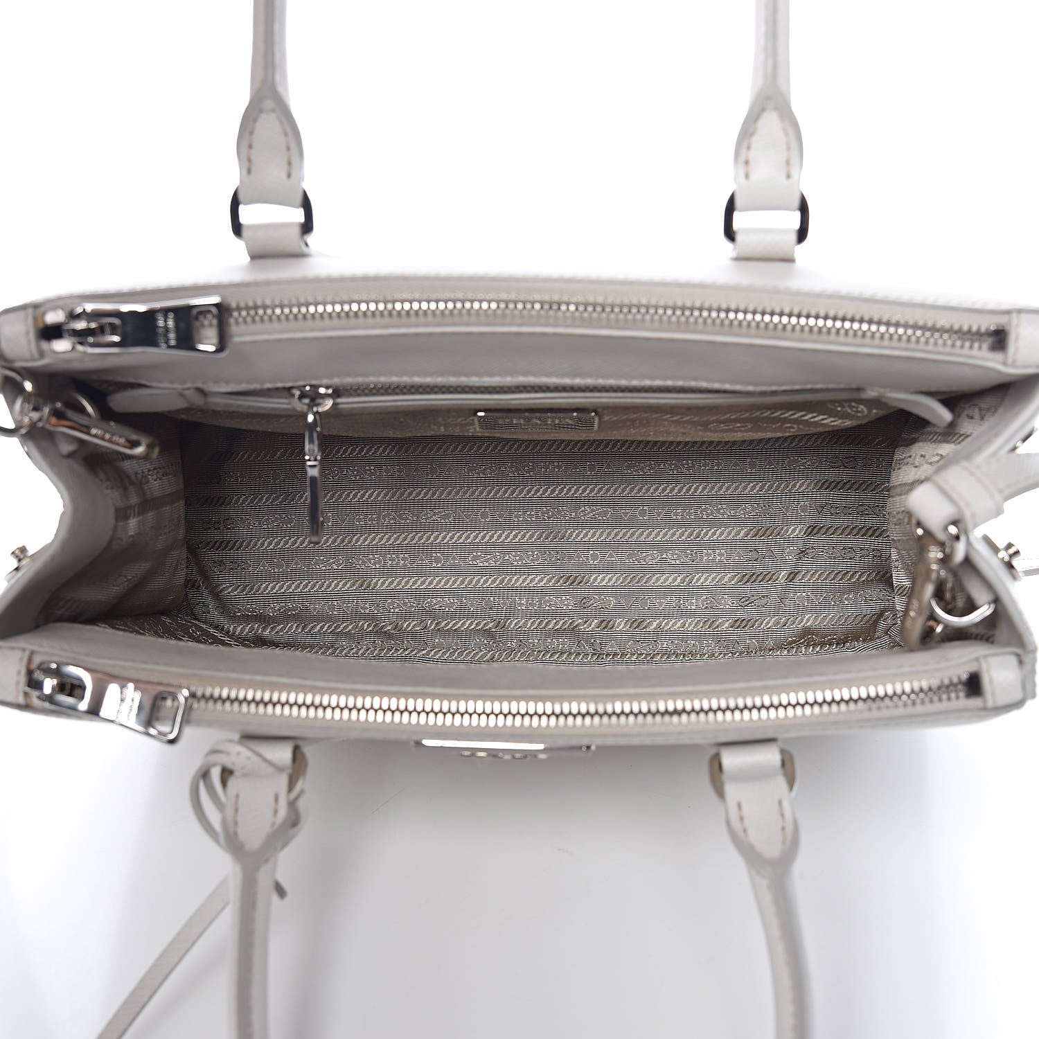 Prada Saffiano Lux Small Double Zip Tote Talco 5 of 10