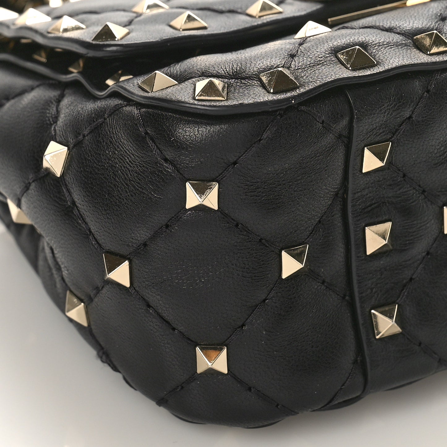 Nappa Micro Rockstud Spike Shoulder Bag Black