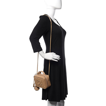 Chanel Caviar Quilted Small CC Filigree Vanity Case Beige 2 of 12