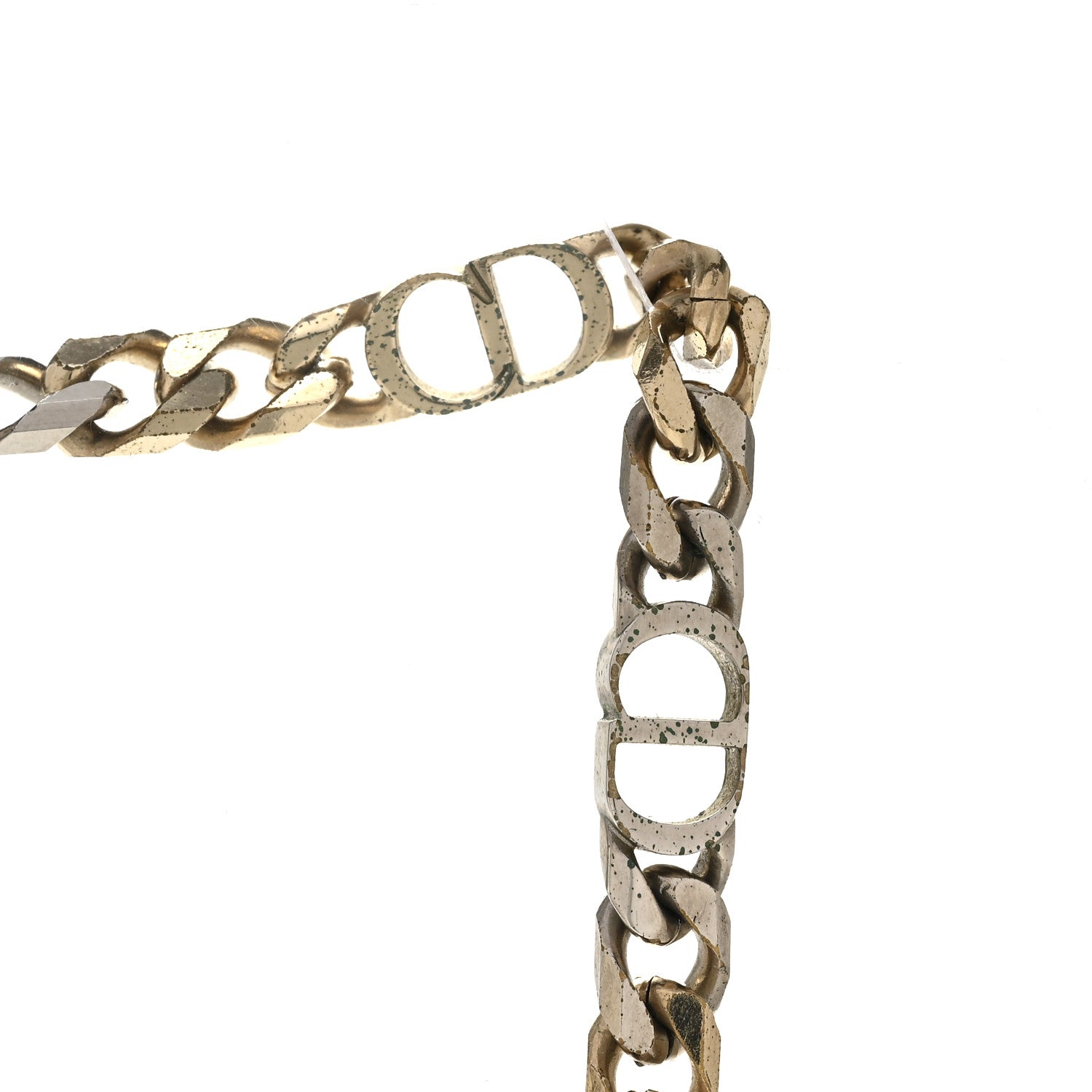 Christian Dior Brass CD Icon Thin Chain Link Necklace Silver Gold 7 of 7