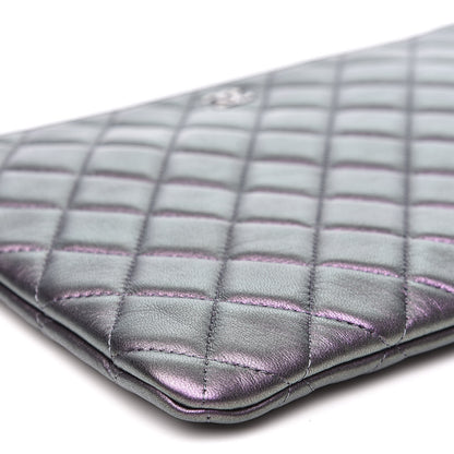 Chanel Metallic Lambskin Quilted Medium Cosmetic Case Purple 8 of 10