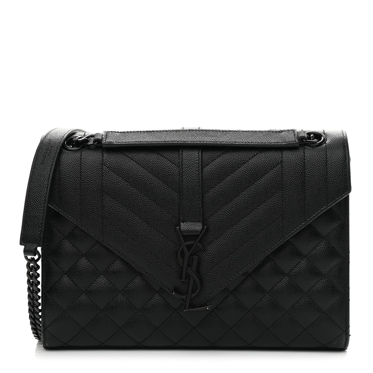 Grain De Poudre Textured Mixed Matelasse Triquilt Medium Monogram Satchel Black