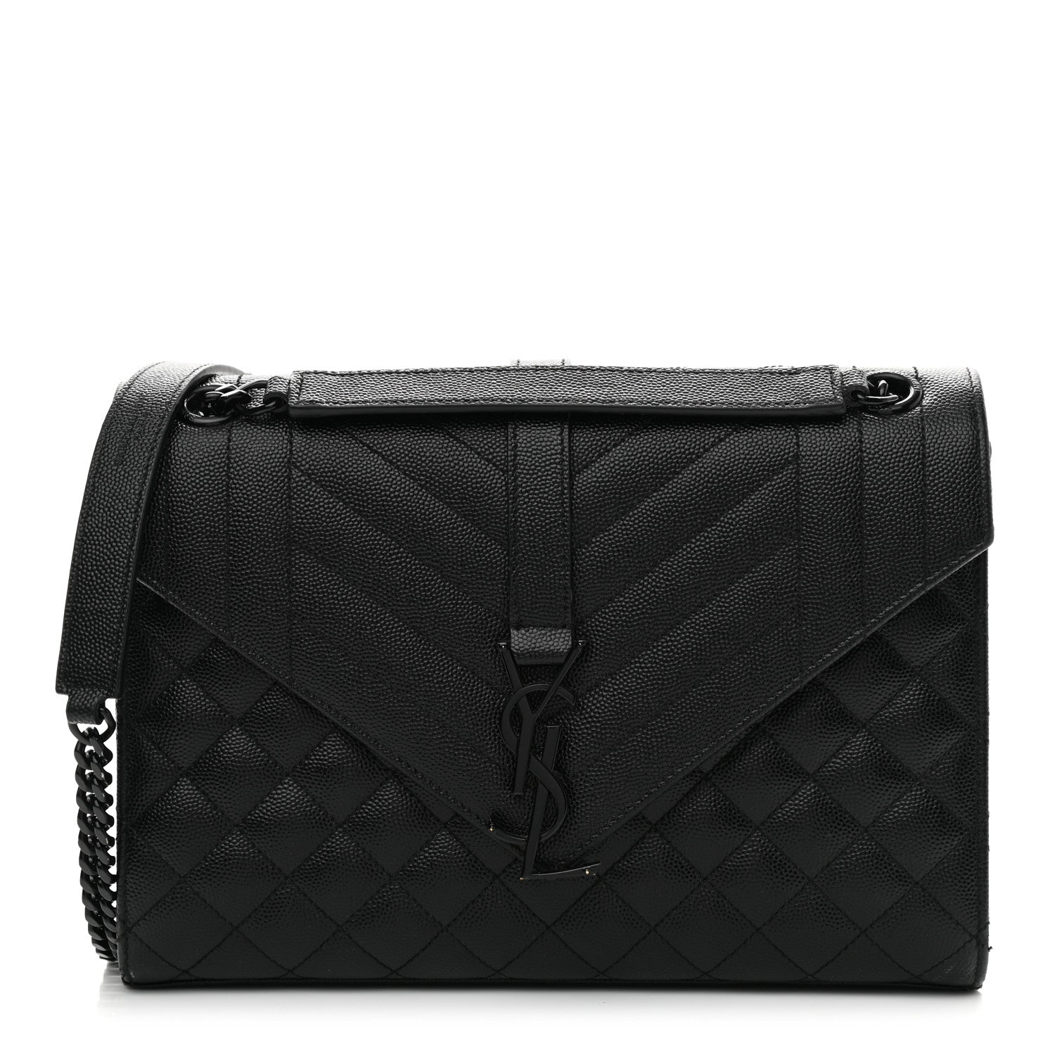 Saint Laurent Grain De Poudre Textured Mixed Matelasse Triquilt Medium Monogram Satchel Black 1 of 11