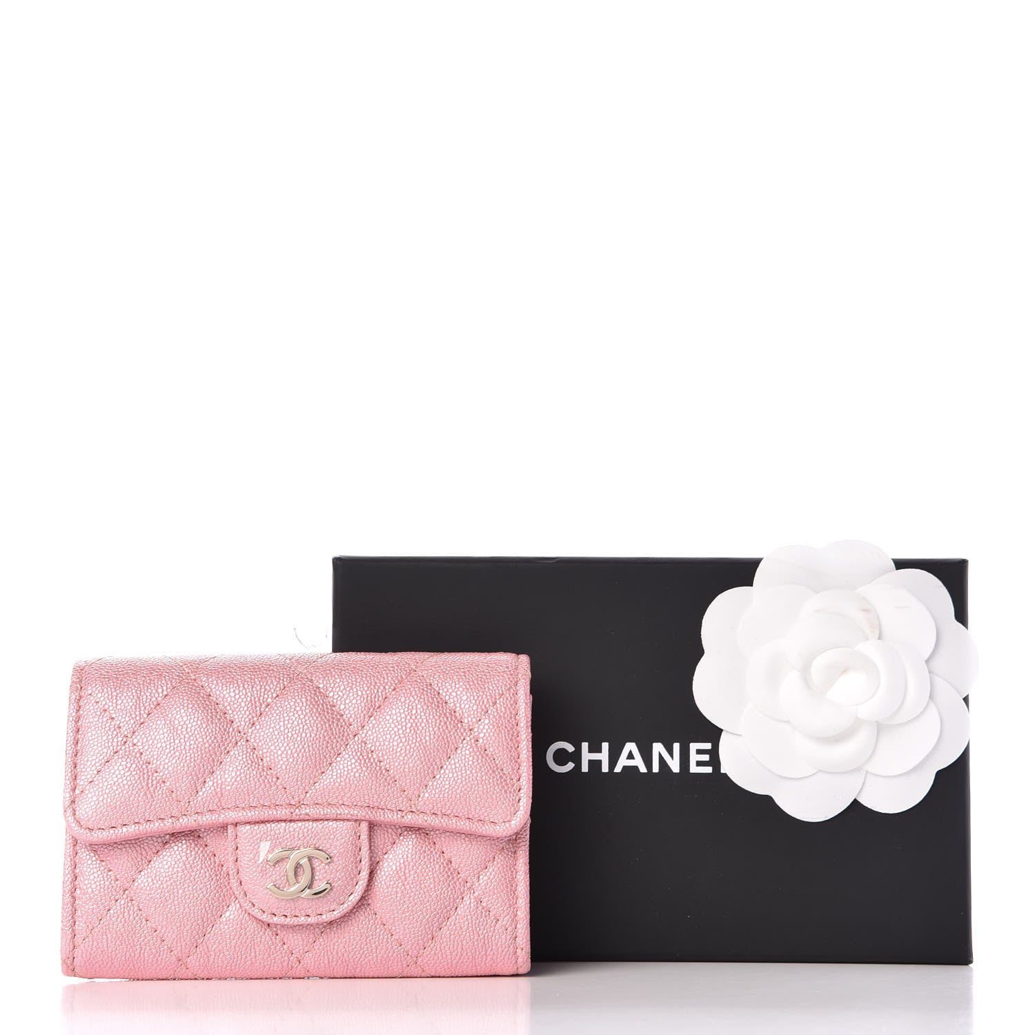 Chanel Iridescent Caviar Quilted Flap Card Holder Rose Pink 11 of 11
