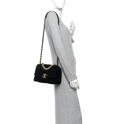 Chanel Tweed Quilted Medium Chanel 19 Flap Black 2 of 13