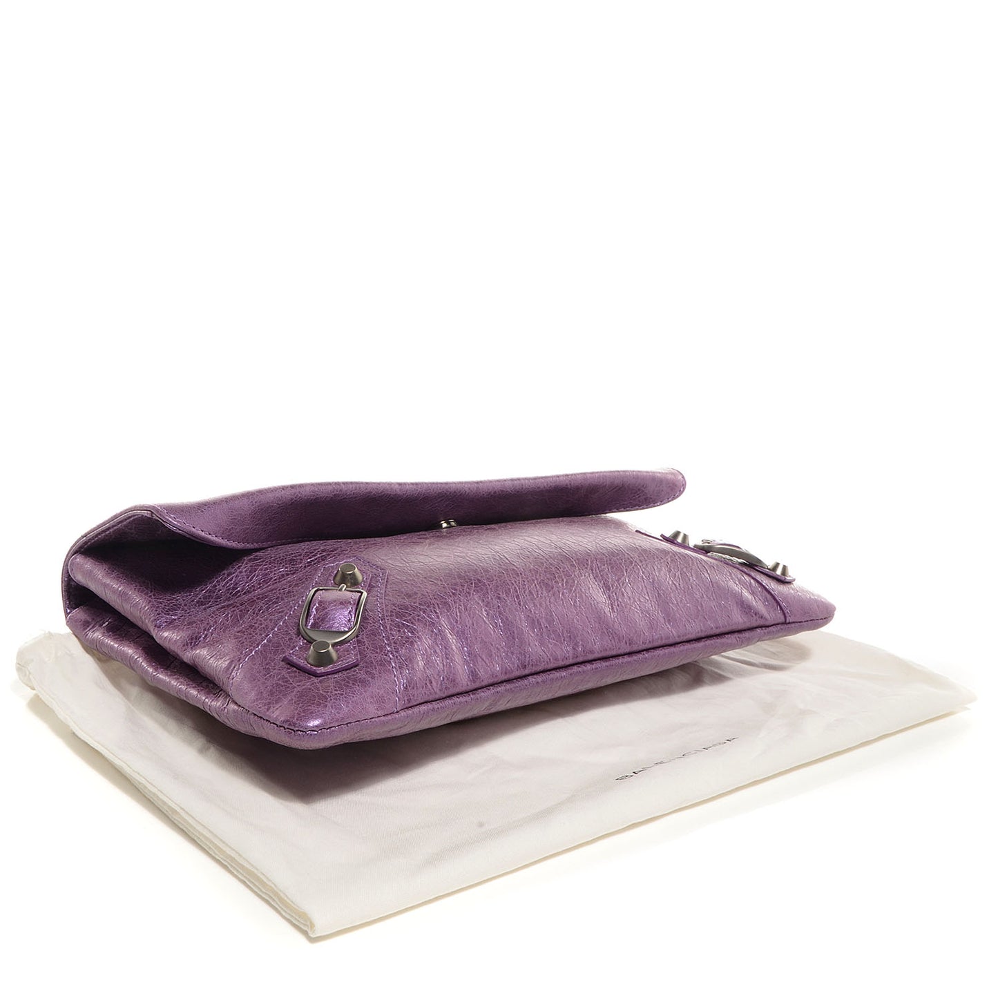 Agneau Envelope Clutch Metallic Purple