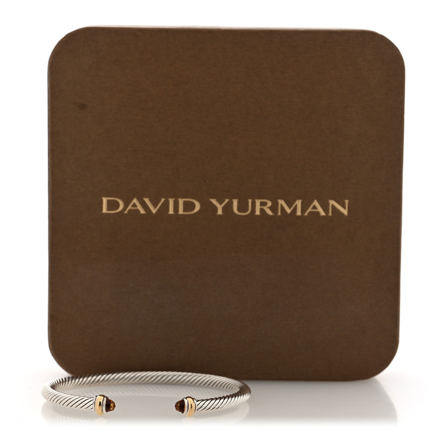 David Yurman Sterling Silver 18K Yellow Gold Citrine 4mm Cable Classics Bracelet 4 of 4