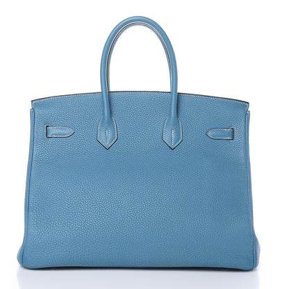 Hermes Taurillon Clemence Birkin 35 Blue Jean 3 of 29