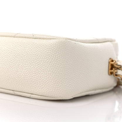 Chanel Shiny Caviar Quilted Chain Melody Camera Bag White 9 of 10
