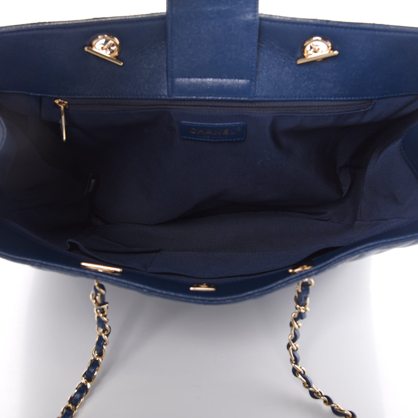 Caviar Quilted Large Classic Shopping Tote Blue