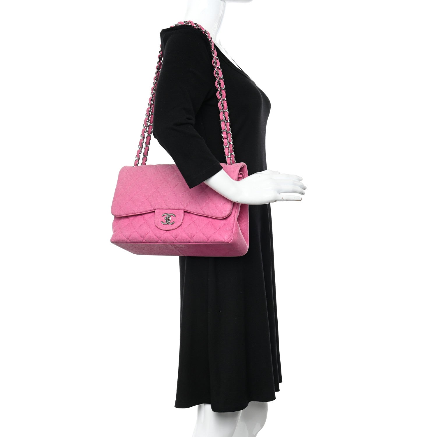 Chanel Iridescent Caviar Quilted Jumbo Double Flap Pink 2 of 11
