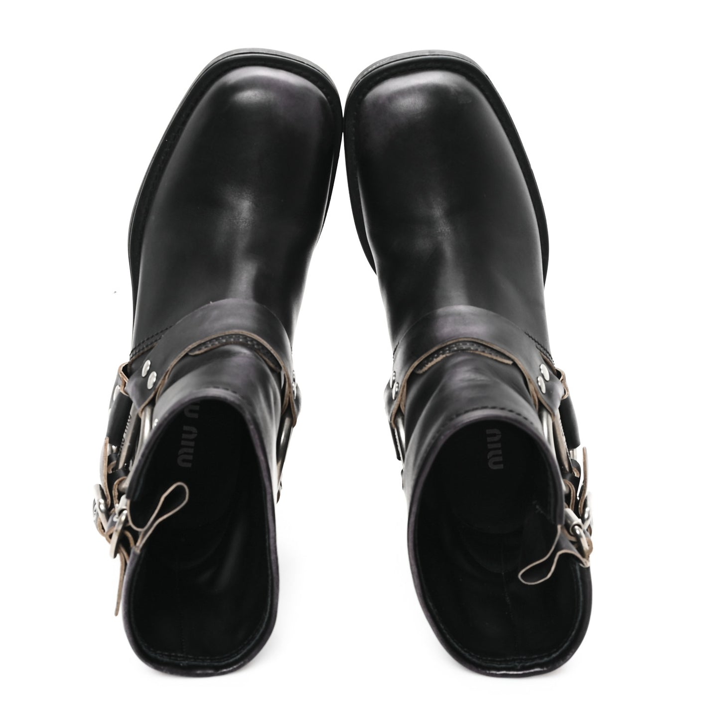 Calfskin Harness Enigneer Boots 40 Black