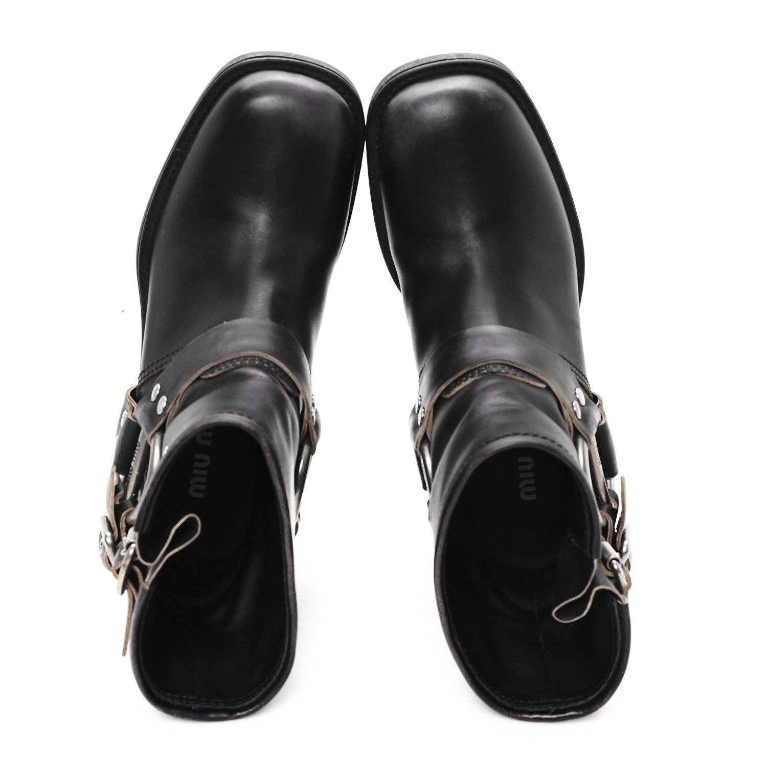 Miu Miu Calfskin Harness Enigneer Boots 40 Black 2 of 8
