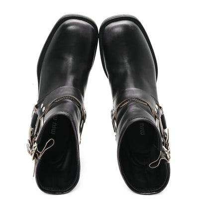 Miu Miu Calfskin Harness Enigneer Boots 40 Black 2 of 8