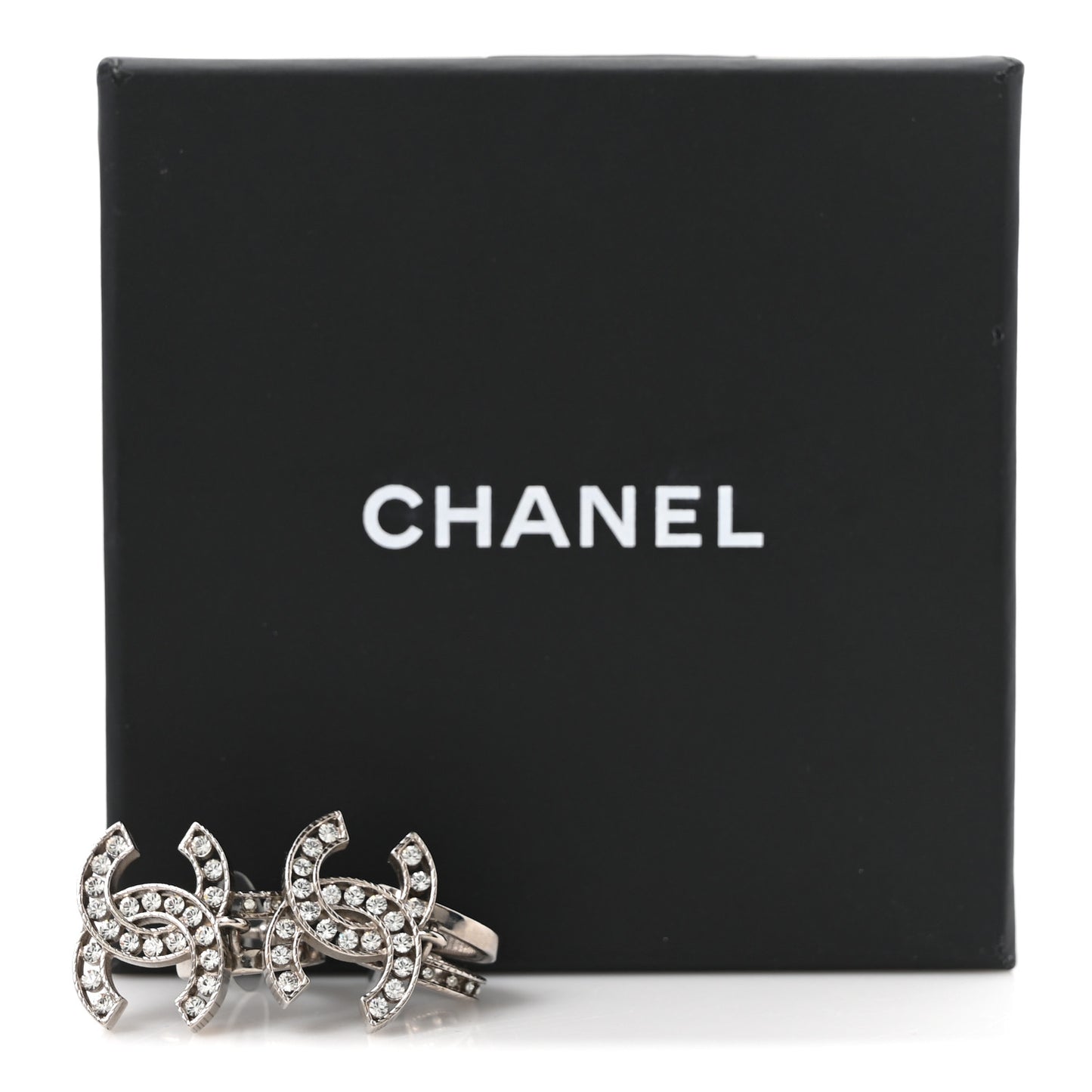 Crystal CC Drop Earrings Silver