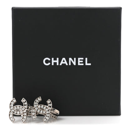 Chanel Crystal CC Drop Earrings Silver 5 of 5