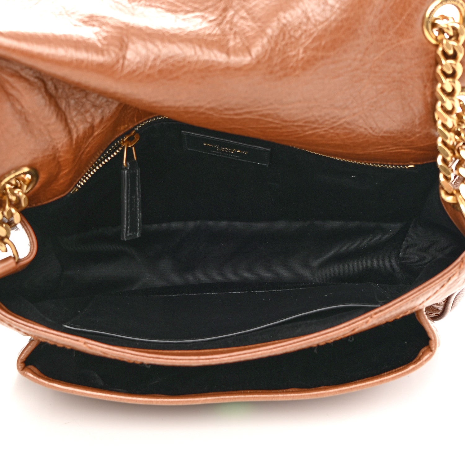 Saint Laurent Crinkled Calfskin Matelasse Monogram Medium Niki Chain Satchel Caramel 5 of 13