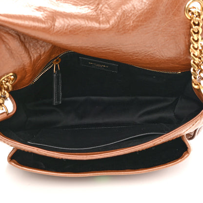 Saint Laurent Crinkled Calfskin Matelasse Monogram Medium Niki Chain Satchel Caramel 5 of 13