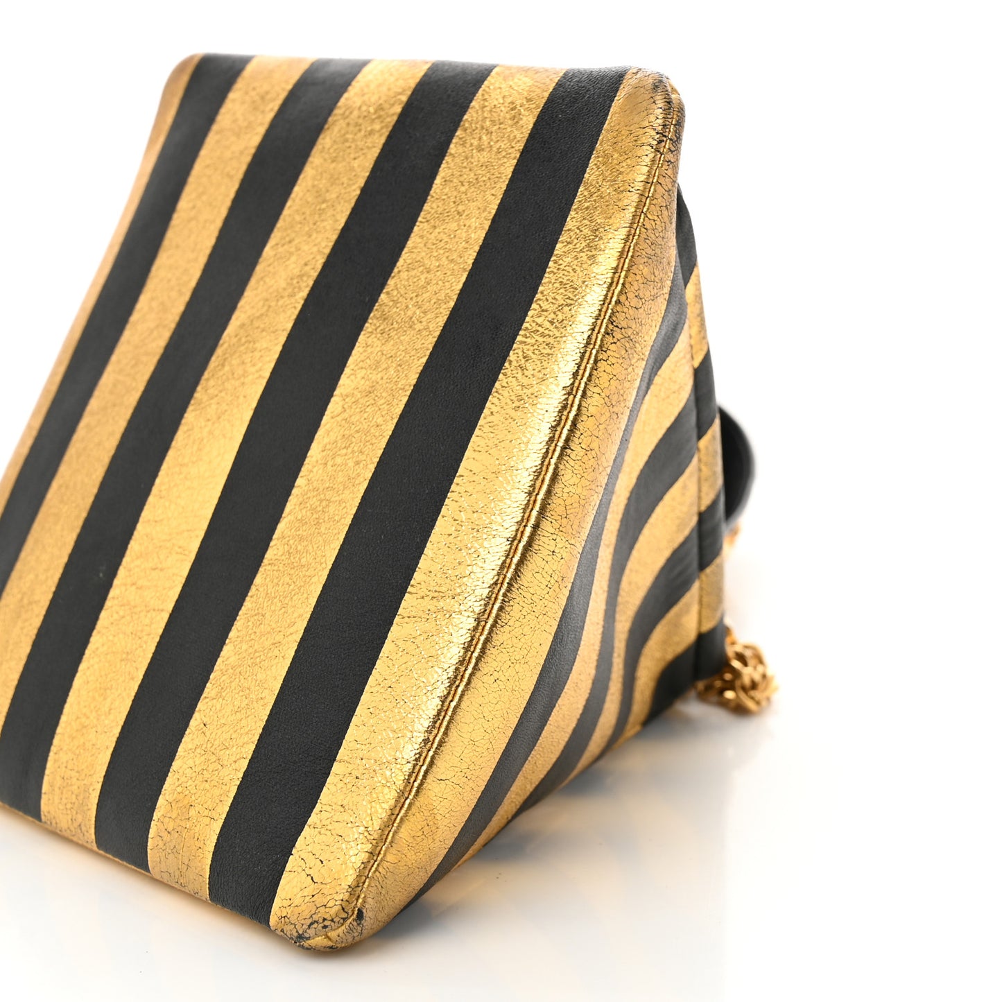 Metallic Lambskin CC Kheops Pyramid Bag Gold Black