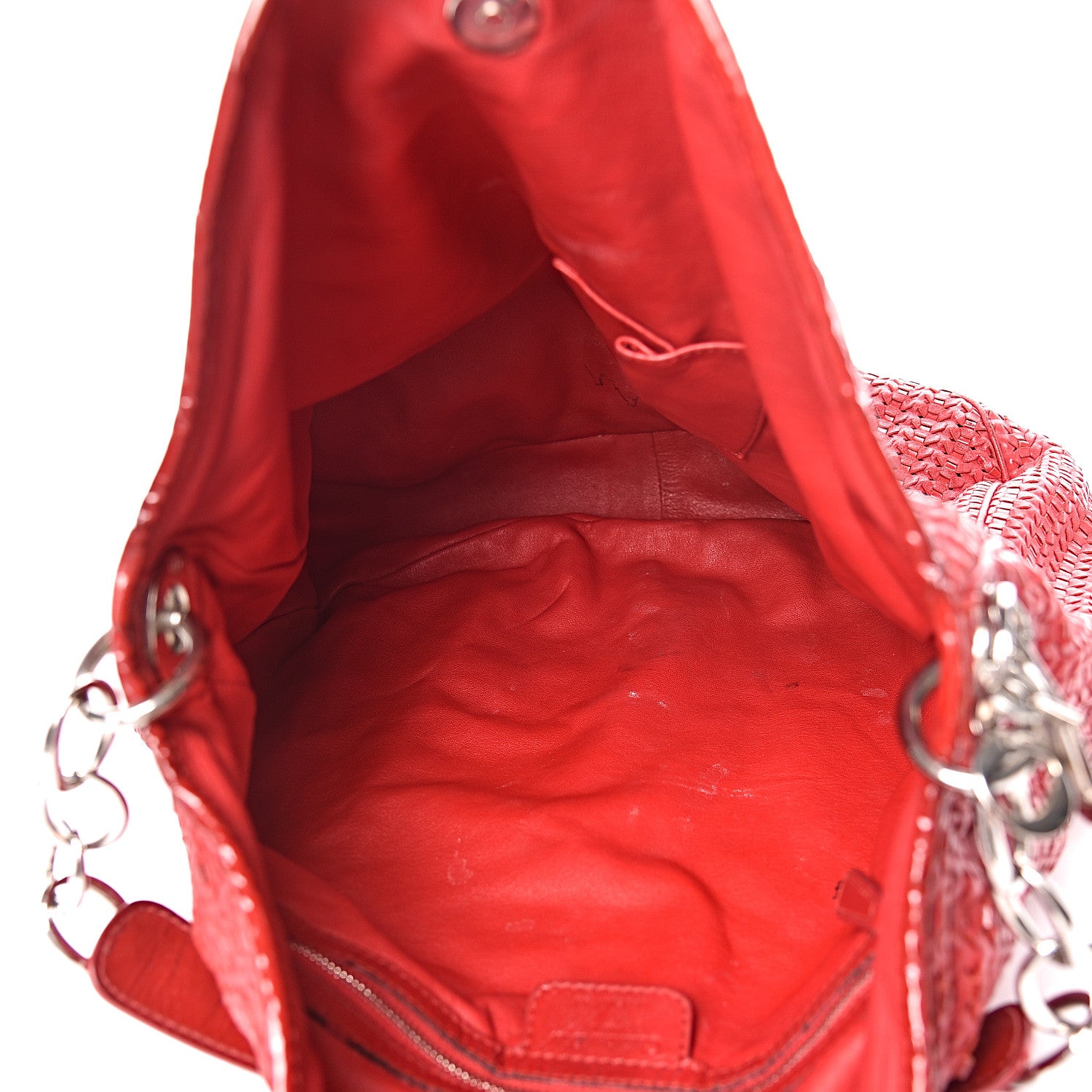 Christian Dior Lambskin Woven Dior Soft Hobo Rouge Moyen 7 of 12