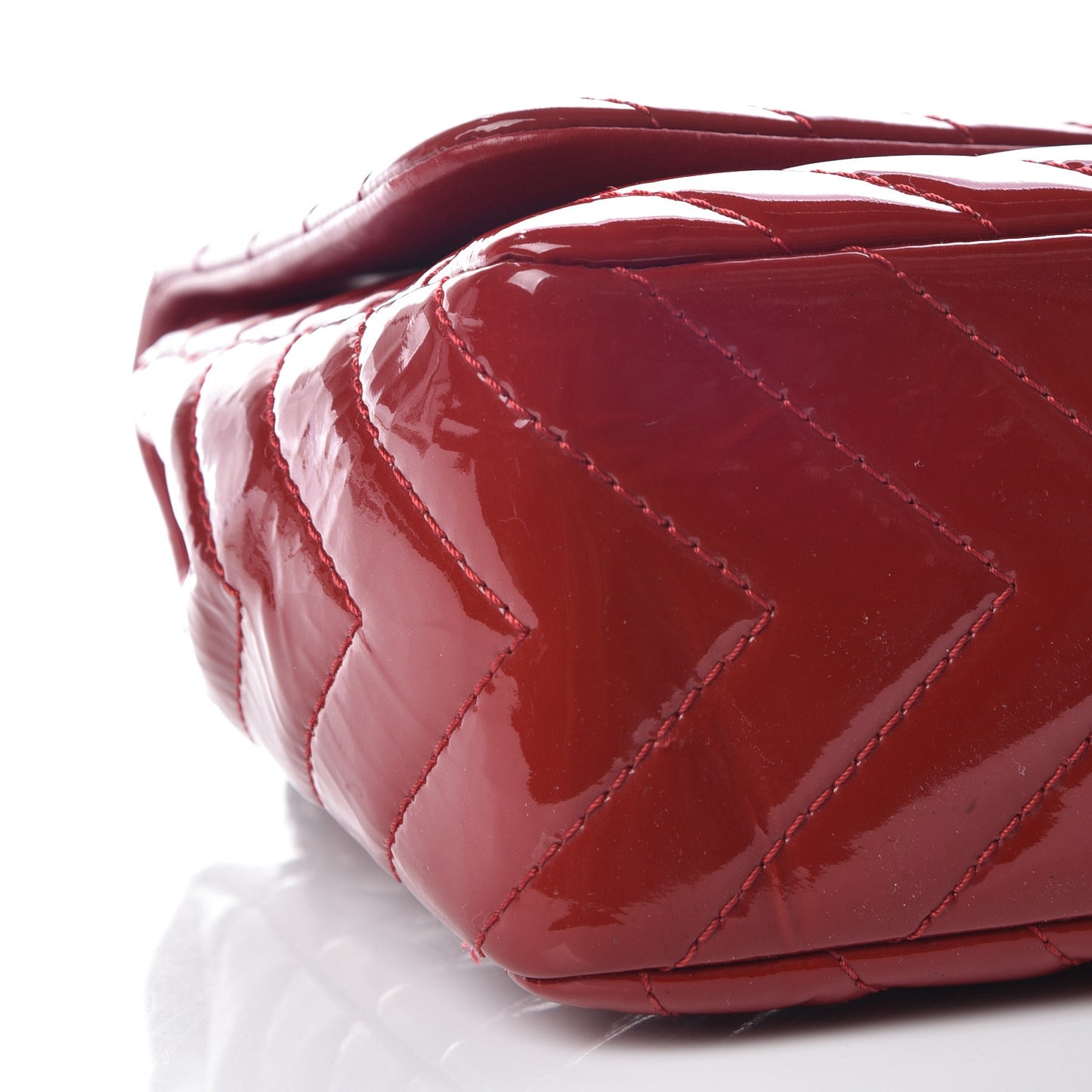 Patent Chevron Quilted Jumbo Single Flap Red