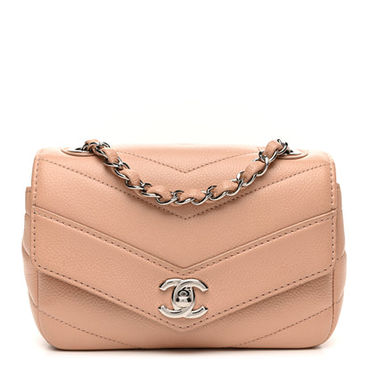 Chanel Caviar Chevron Quilted Small Single Flap Light Pink 1 of 10