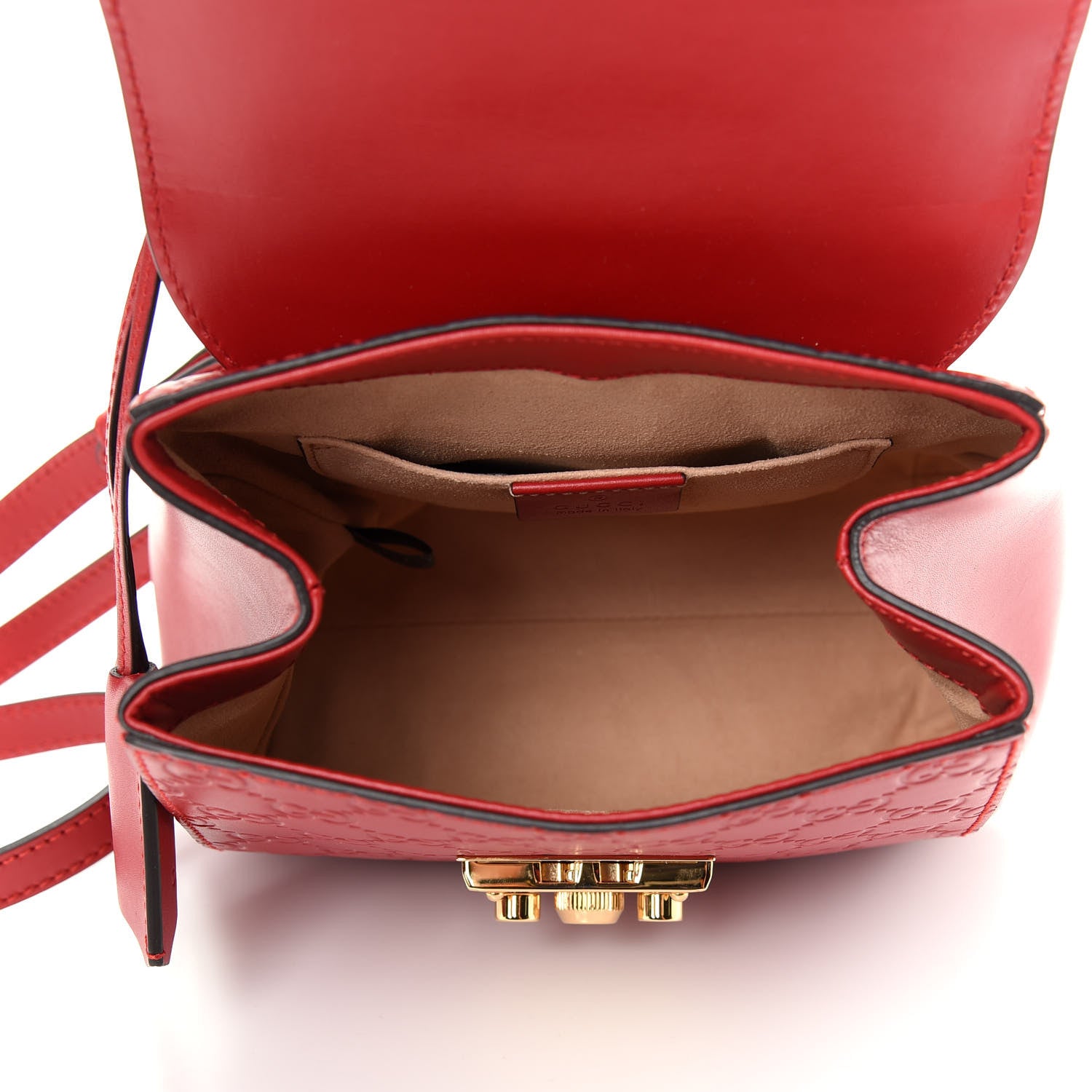 Gucci Guccissima Signature Padlock Backpack Hibiscus Red 4 of 8