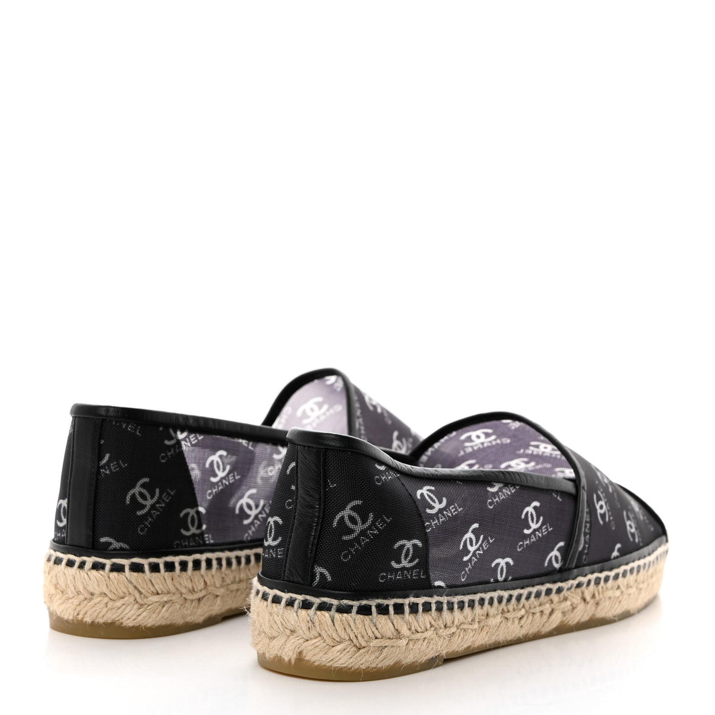Mesh Grosgrain CC Espadrilles 41 Black White