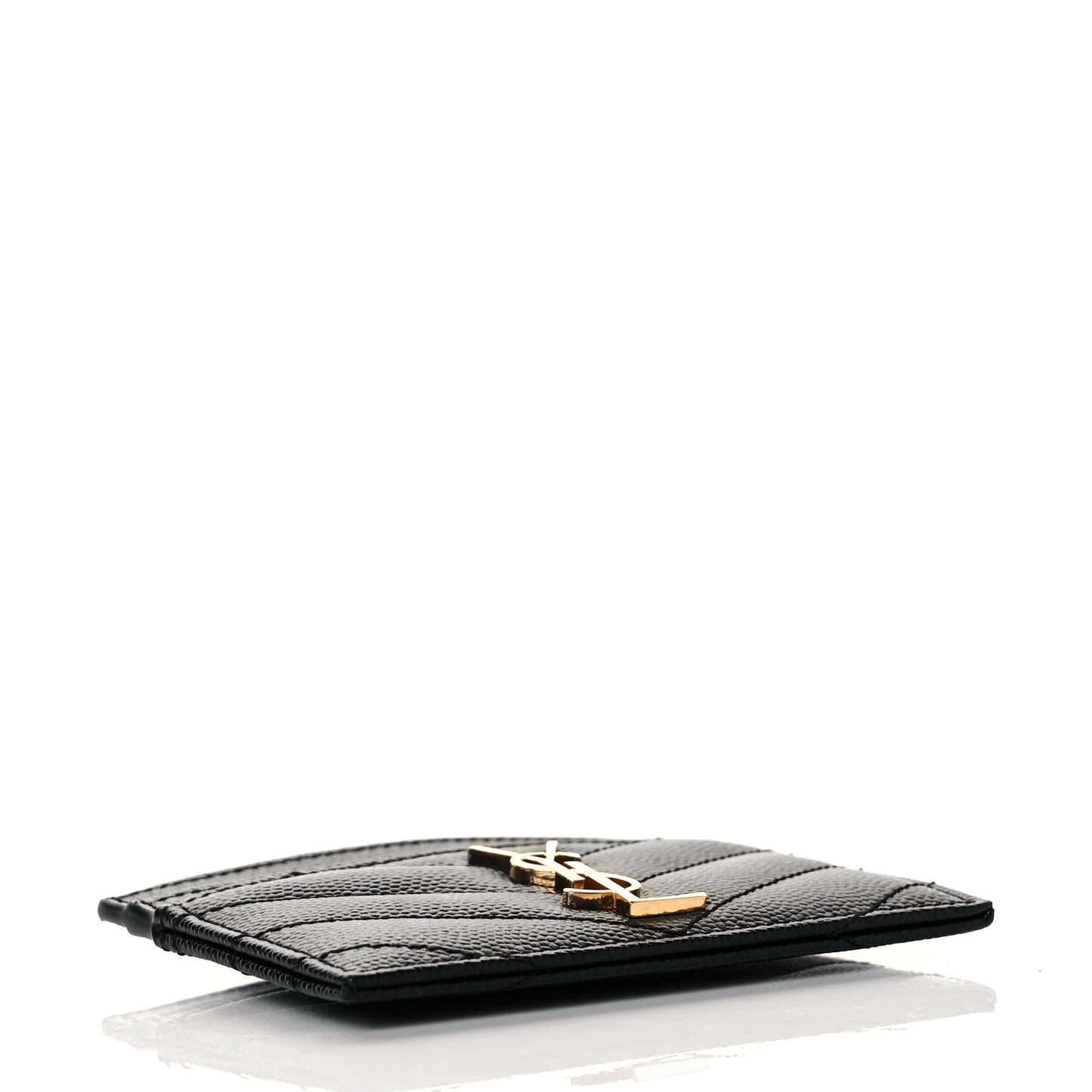 Grain De Poudre Matelasse Chevron Monogram Credit Card Case Black