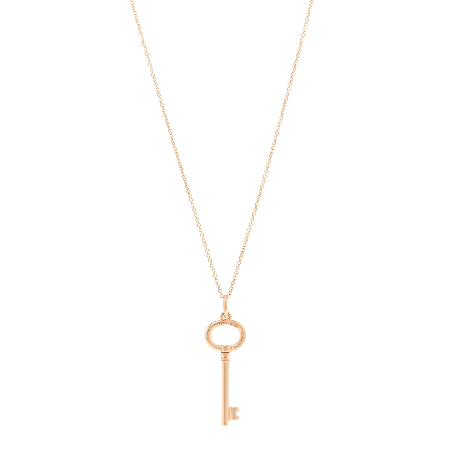 18K Rose Gold Small Oval Key Pendant Necklace