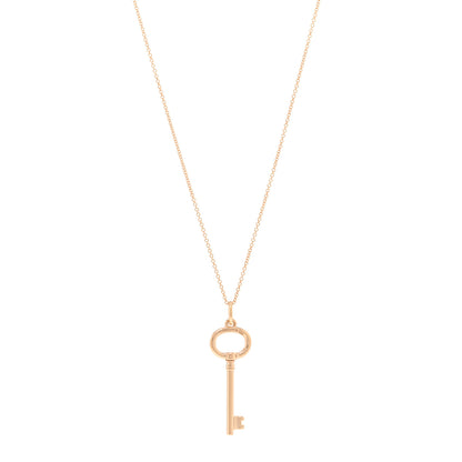 Tiffany 18K Rose Gold Small Oval Key Pendant Necklace 1 of 4