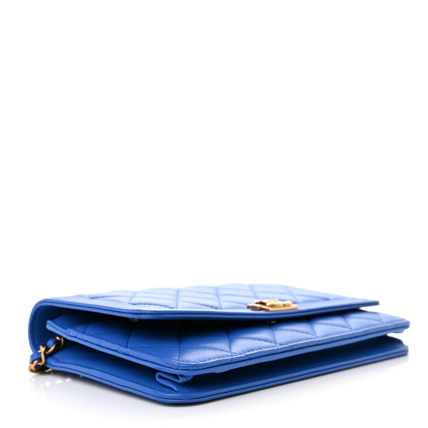 Lambskin Quilted Boy Wallet On Chain WOC Blue
