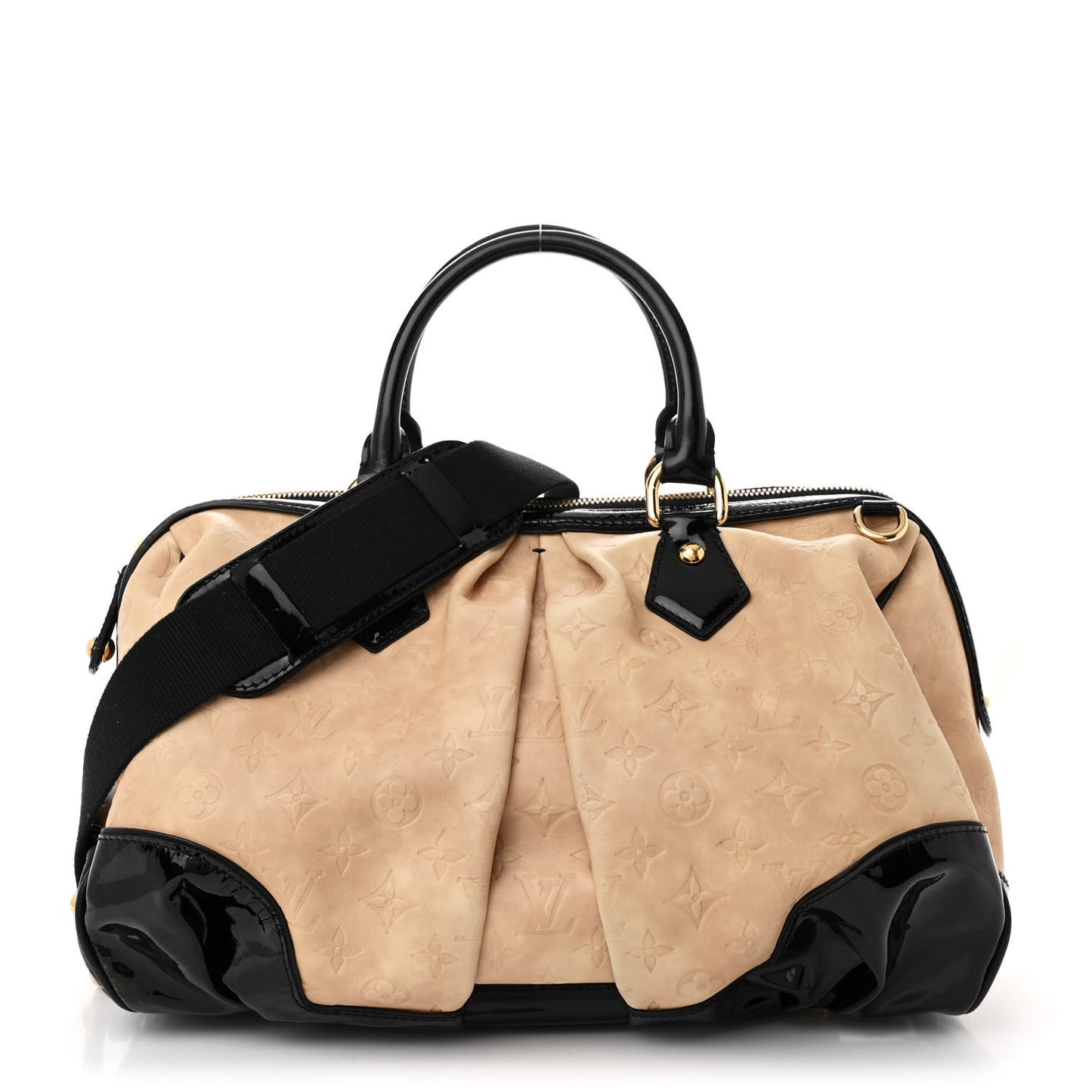 Calfskin Patent Embossed Monogram Stephen Ivory