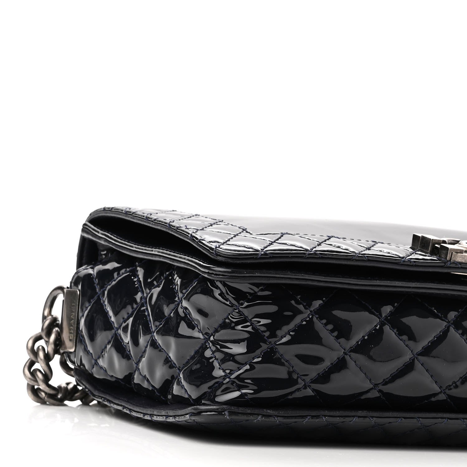 Chanel Patent New Medium Boy Reverso Flap Navy 9 of 10