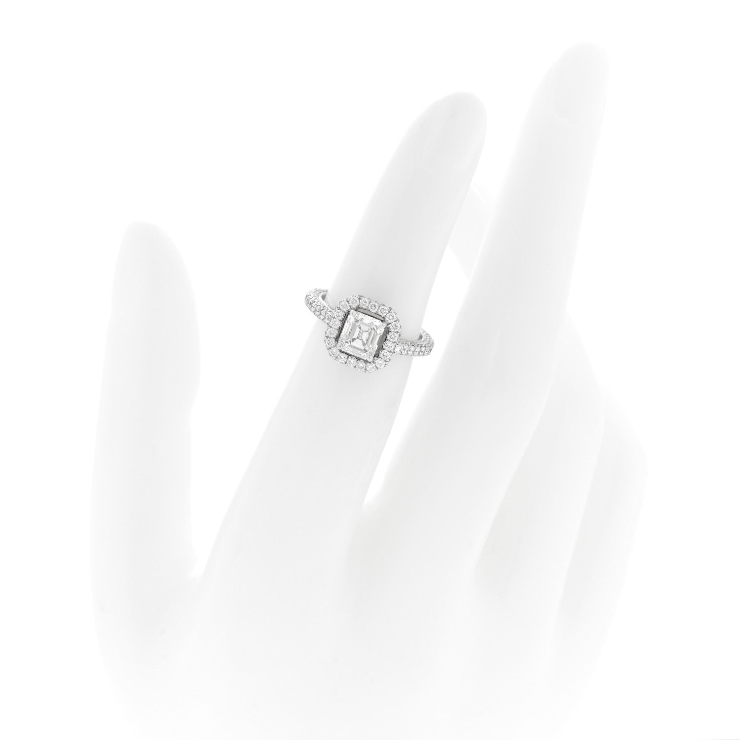 Graff 18K White Gold Diamond .96ct Asscher Cut Pave Engagement Ring 45 3.5 2 of 5