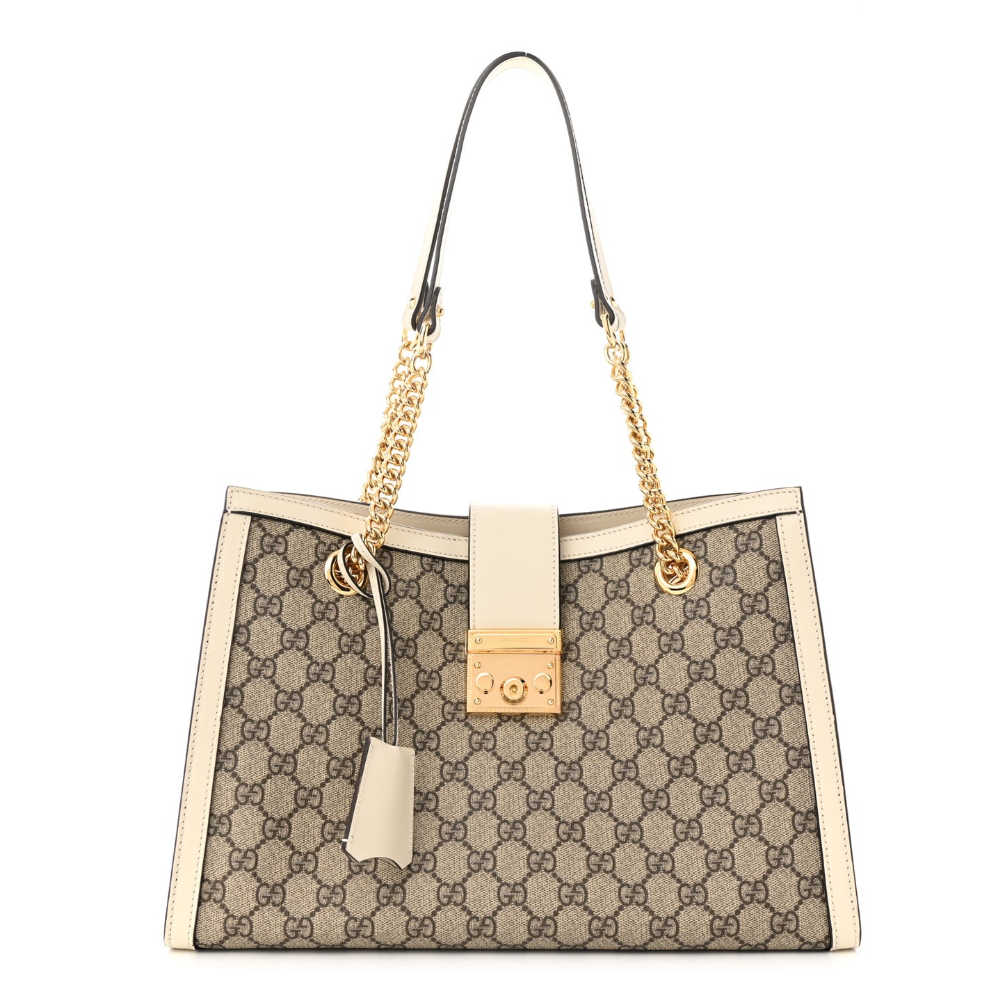 GG Supreme Monogram Medium Padlock Tote White