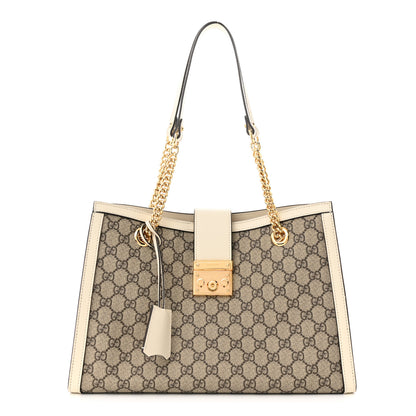 Gucci GG Supreme Monogram Medium Padlock Tote White 1 of 11